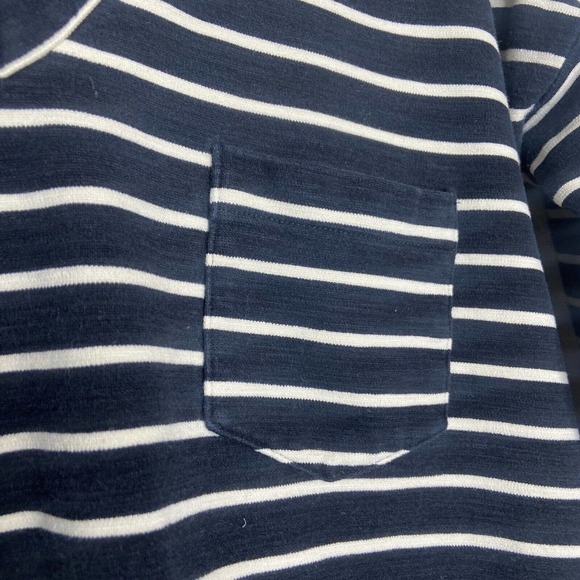 Madewell Dark Navy and White Striped Zipper Hem 3/4 Sleeve Shirt Sz S - Picture 3 of 8